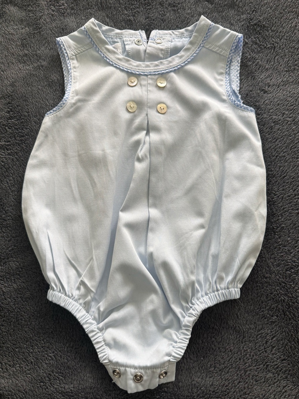 Mud Pie Light Blue Sleeveless Baby One-Piece Romper